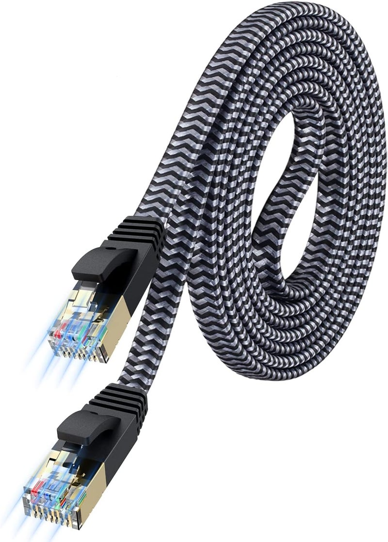 MORELECS Cat 7 Ethernet Cable 3ft – 10Gbps High-Speed, Premium Braided Flat Design for Gaming, Streaming, Home and Office - Image 1